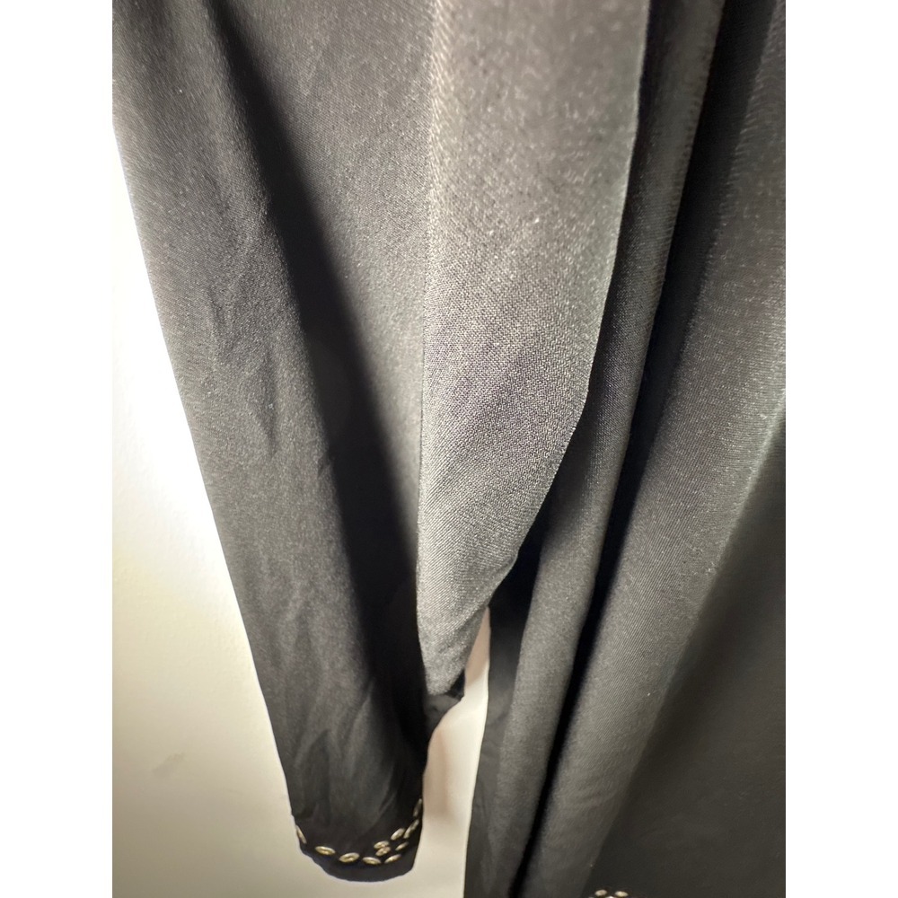 Michael Kors Blouse Womens 2X Black Excellent Grommet Scallop Hem Long Sleeve - Picture 6 of 10